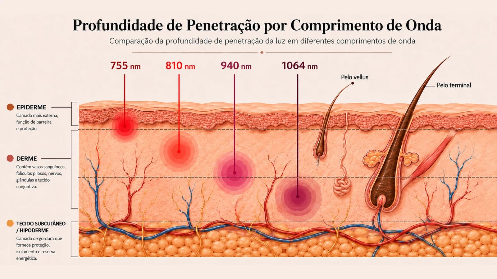 Profundidade de penetração por comprimento de onda